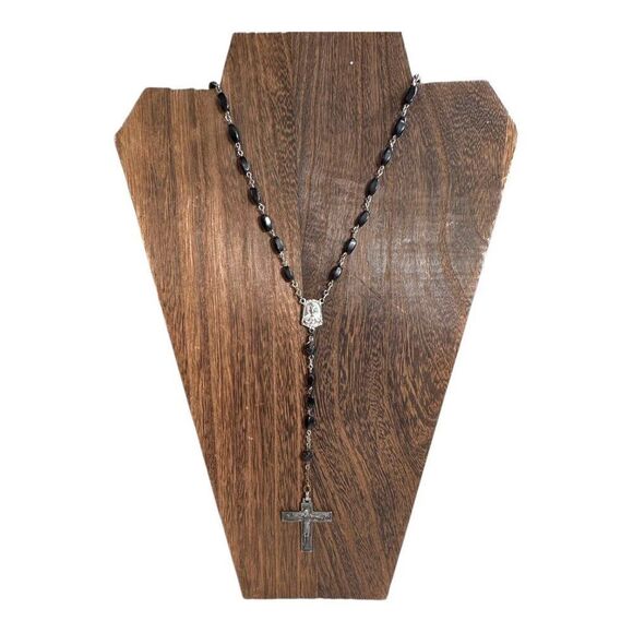 Religious antique French silver Christian catholic crucifix pendant cross Rosary - Picture 1 of 7